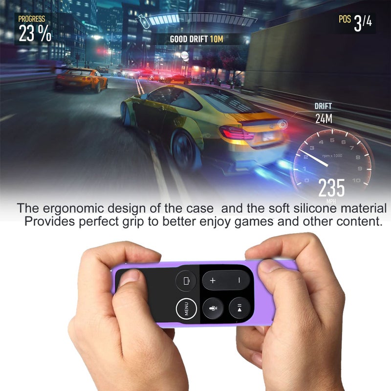 Lambcare 2 Pack Case Compatible with Apple TV 4K/ 4th Gen Remote Light Weight Anti-Slip Shock Proof Silicone Cover for Controller for Apple TV Siri Remote (Blue and Purple Glow) - Image 4